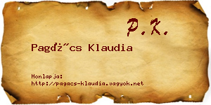 Pagács Klaudia névjegykártya